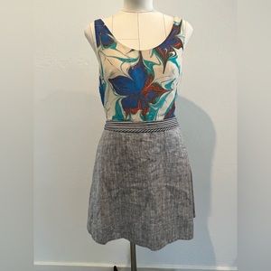 Rachel Roy Floral, linen open back dress